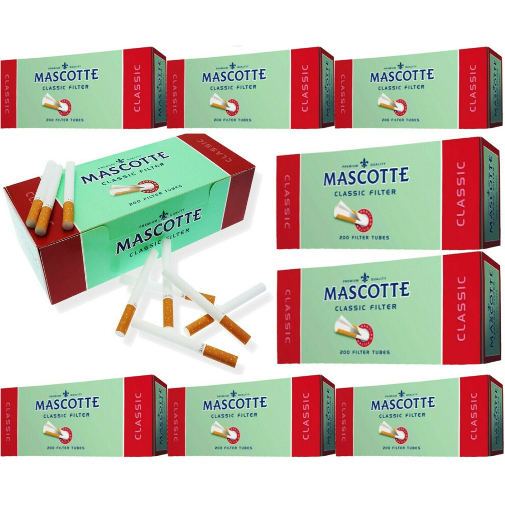 Mascotte Classic Filter Tubes Tips Paper Smoking Cigarette Fill Tobacco Tubes - 5 X Box Of 200