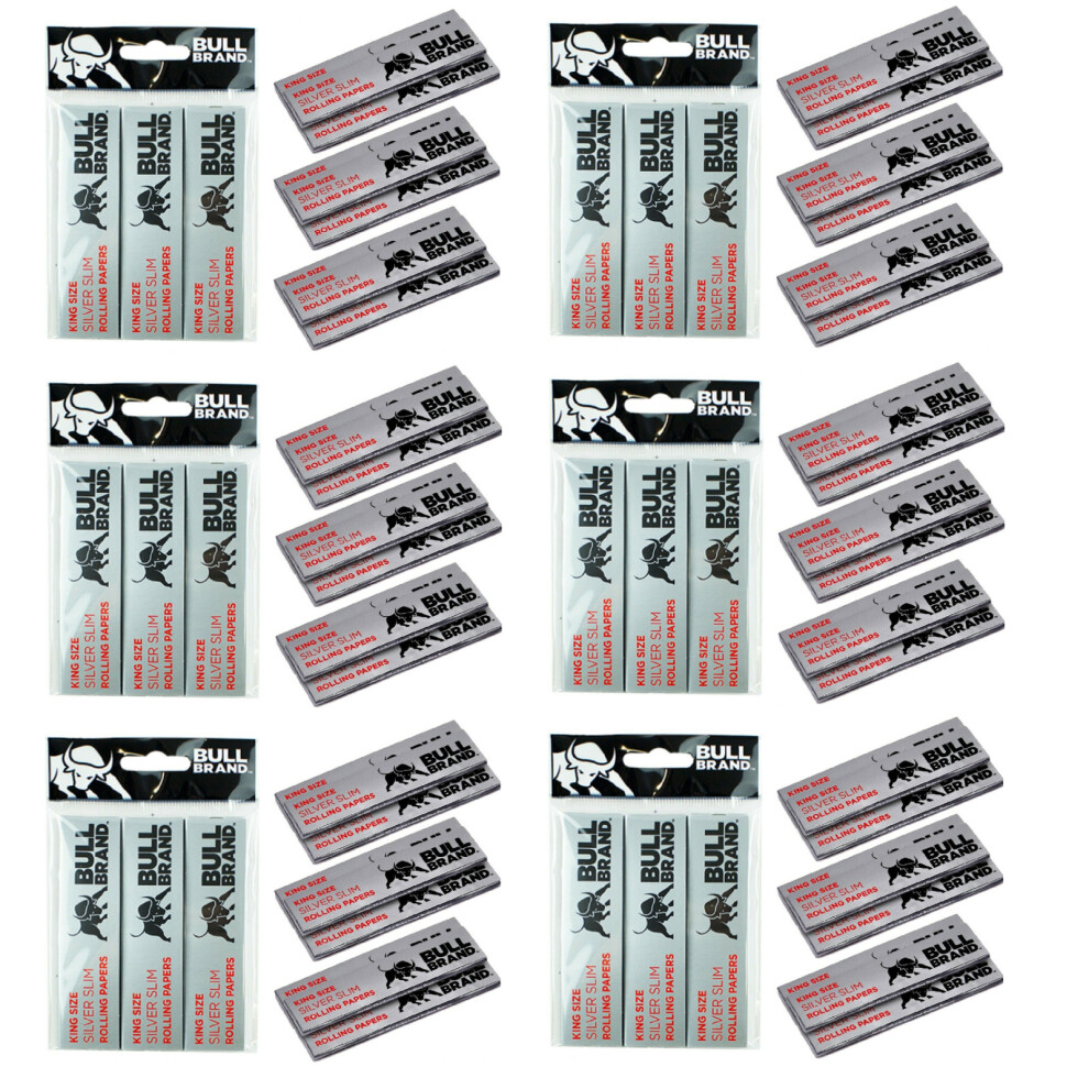 Bull Brand Silver King Size Papers Slim Tobacco Smoking Rolling Rizzla King Size - Pack Of 3