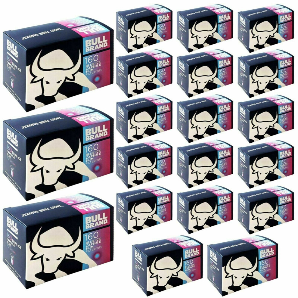 Bull Brand Blue Ice Filter Tips Slim Box Fresh Berry Flavour Tobacco Smoking Uk - Pack Of 5