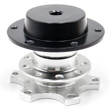 (Silver) Universal Snap Off Steering Wheel Quick Lock Quick Release 6 Hole Hub Adapter Boss Kit For Car