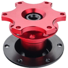 (Red) Universal Snap Off Steering Wheel Quick Lock Quick Release 6 Hole Hub Adapter Boss Kit For Car