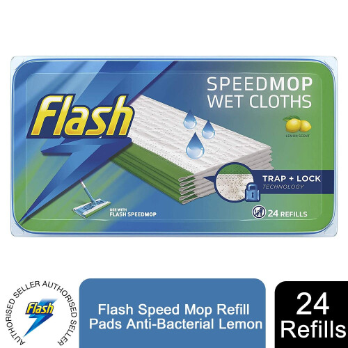 Flash Speedmop AntiBacterial Lemon Wet Cloths, 24 Refills on OnBuy