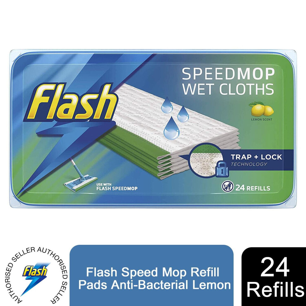 Flash Speedmop Anti-Bacterial Lemon Wet Cloths, 24 Refills