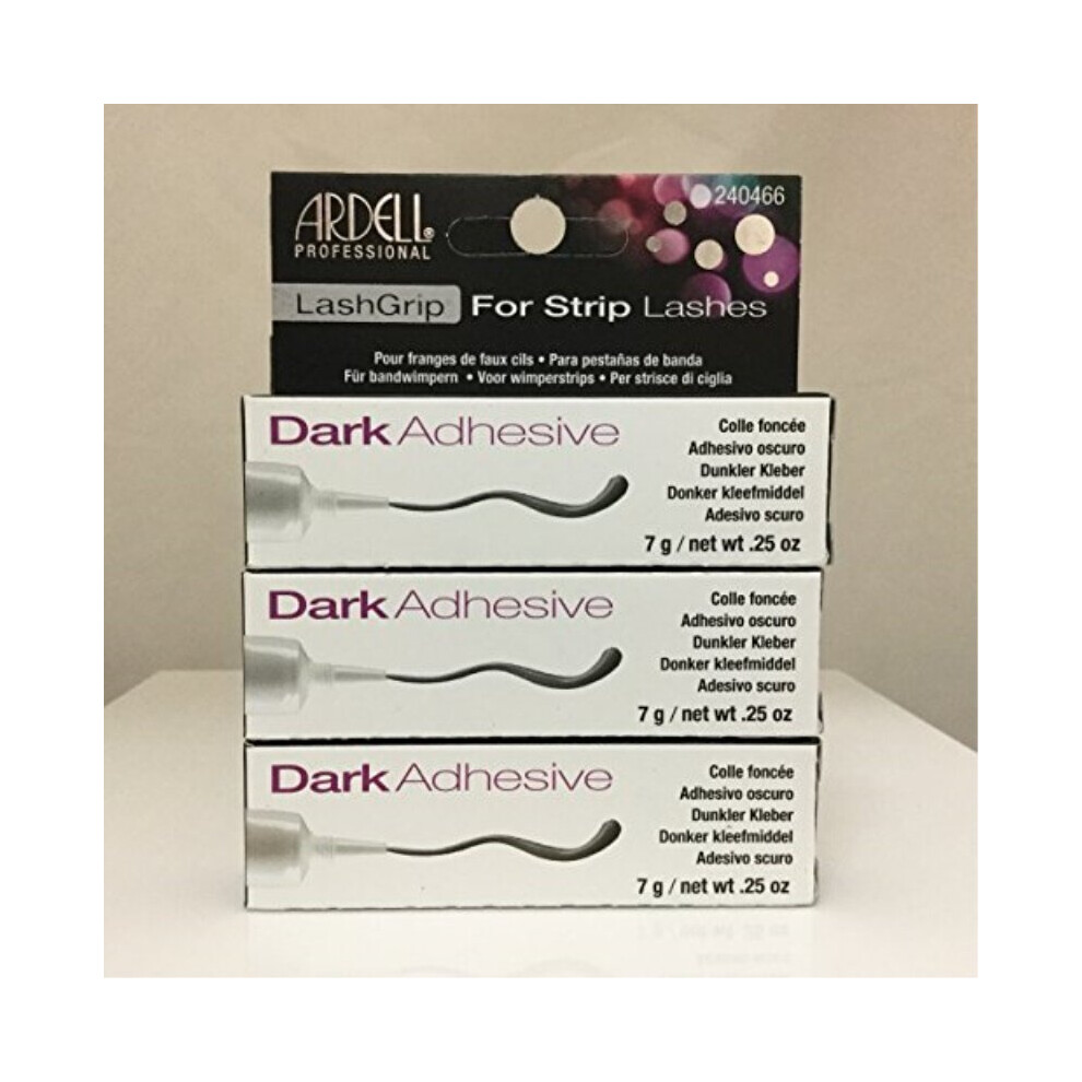 Ardell Lashgrip Adhesive, Dark 0.125 Ounce 3 PACK For Strip Lashes