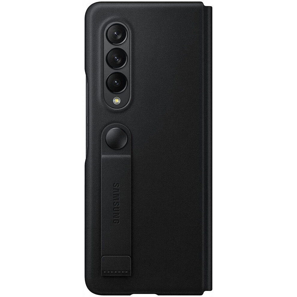 Samsung Official Galaxy Z Fold3 5G Leather Flip Cover Case - Black