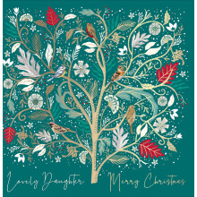 National Trust Lovely Daughter Festive Birds Foiled Christmas Card Xmas Cards