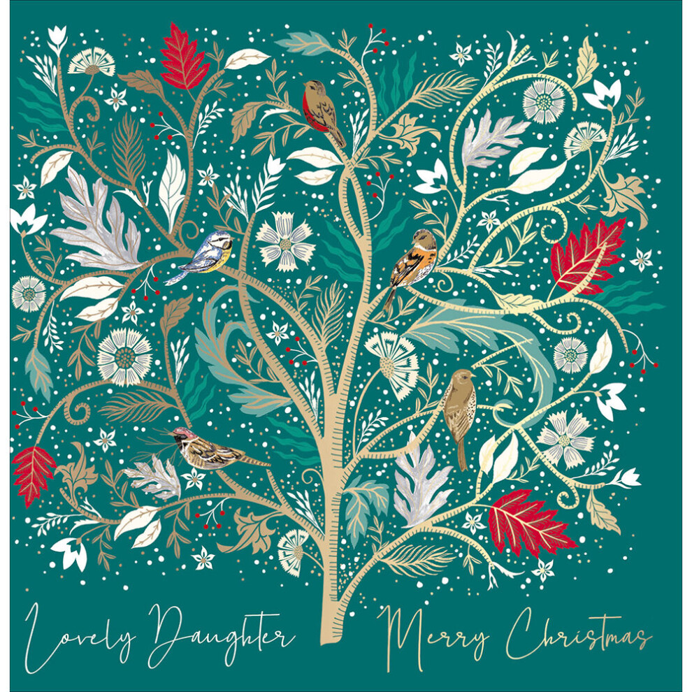 National Trust Lovely Daughter Festive Birds Foiled Christmas Card Xmas Cards
