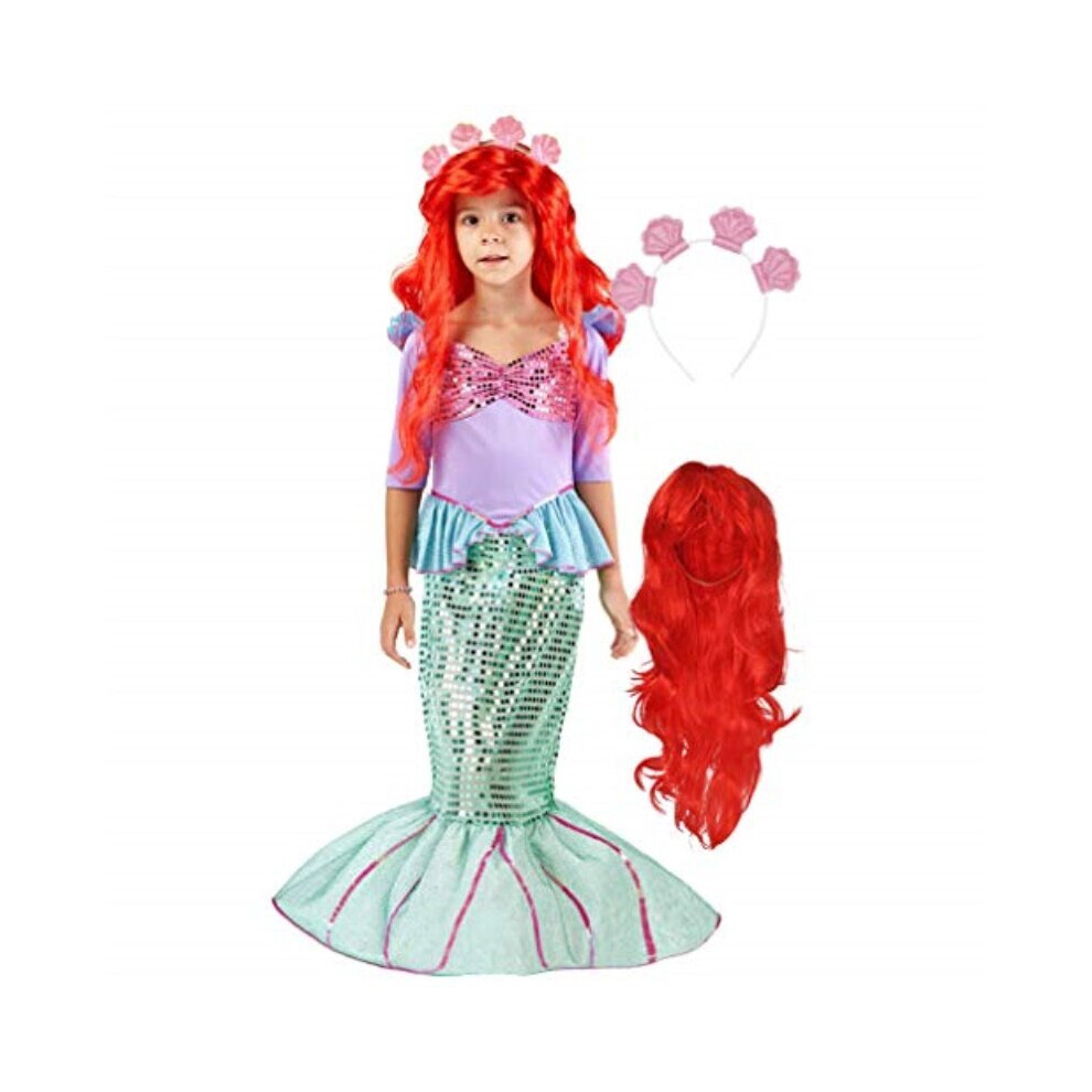 Spooktacular Creations Deluxe Mermaid Costume Set with Red Wig and Headband Toddler 34