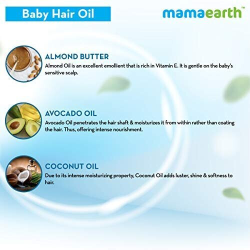 Mamaearth Θρεπτικό λάδι μαλλιών για μωρά, με έλαιο αμυγδάλου & αβοκάντο - 200 ml 2