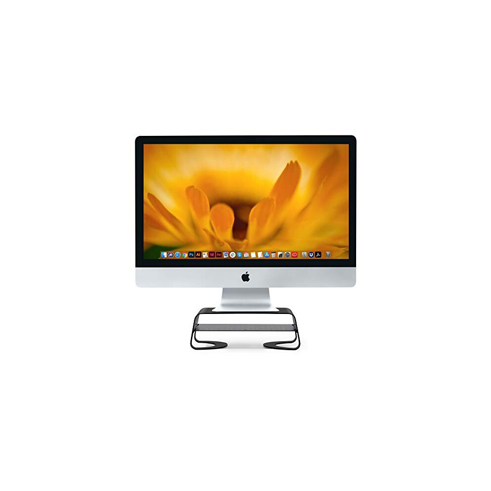 Twelve South Curve Riser Monitor Stand | Ergonomic Desktop Stand With Storage Shelf For Imac And Displays, Matte Black 811370022475