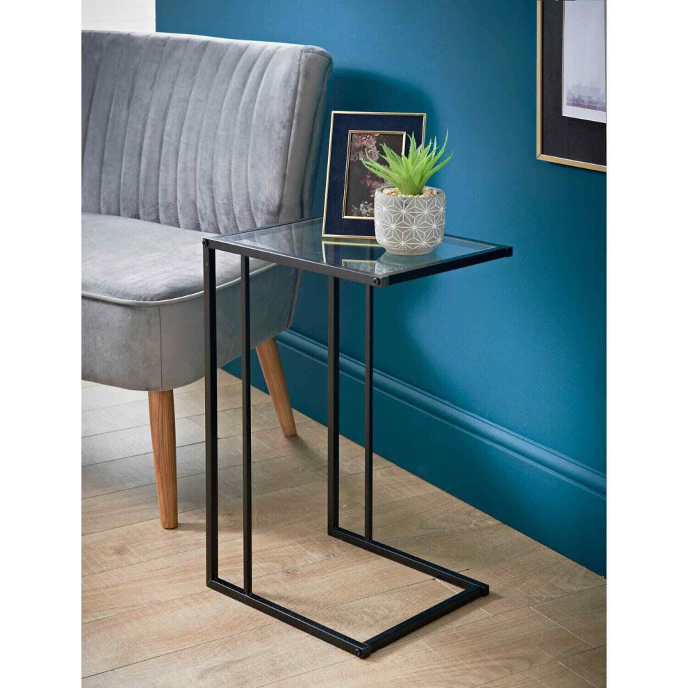 Sofa Side Tables Black With Clear Glass Top Coffee End Table G-0377