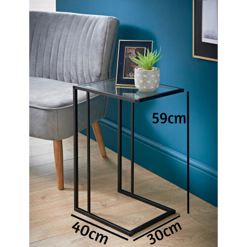 Spot On Dealz Sofa Side Tables Black With Clear Glass Top Coffee End Table G-0377 1