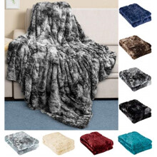 Everlasting Comfort Luxury Faux Fur Throw Blanket - Soft, Fluffy, Warm, Cozy, Plush (Gray)