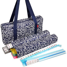 Linda Li Nuovo! - Set Mahjong americano 166 tessere bianche premium 4 rack/pulsanti all-in-one Borsa morbida blu Paisley - Set completo Mahjongg