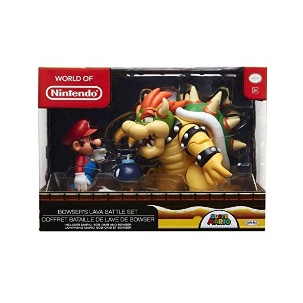 Super Mario Nintendo Bowser Vs Mario Diorama 3-Pack Set (Bowser, Mario, Bob-Omb) 64512