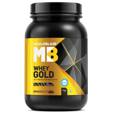MuscleBlaze Whey Gold, 100% Whey Protein Isolate, Labdoor USA Certified (Rich Milk Chocolate, 1 kg / 2.2 lb, 33 Servings)