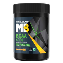 MuscleBlaze BCAA 6000, Instantized 2:1:1 Powder with 6 g Vegan BCAA (Tangy Orange, 200 g / 0.44 lb, 25 Servings)