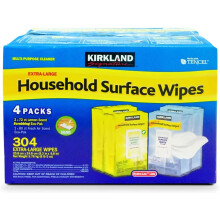 KIRKLAND SIGNATURE Household Surface Wipes Extra Large - Case of 4 Pack, 304 Wet Wipes