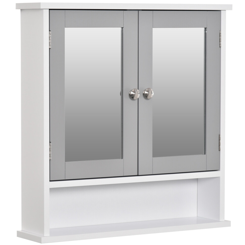 Kleankin Wall Mounted Mirror Cabinet W/ Double Mirror Doors & Shelf
