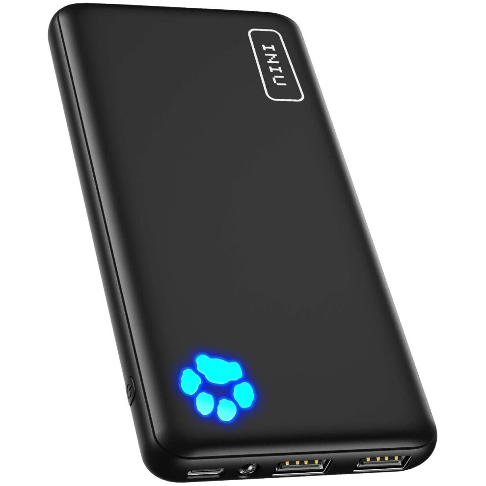 INIU Power Bank, Slimmest & Lightest USB C Triple 3A High-Speed 10000mAh Portable Charger, Flashlight Powerbank Battery Pack for iPhone Sams