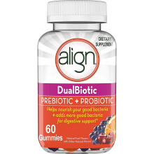 Align Probiotics, Dualbiotique, Prébiotique + Probiotique, Fruit Naturel, 60 Gommes
