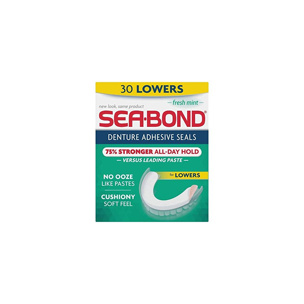 Seabond Sea-Bond Denture Adhesive Seals Lowers Fresh Mint, 30 Each (Pack Of 12)