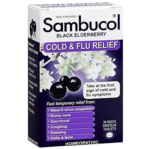 Sambucol, Black Elderberry, Cold & Flu Relief, 30 Tablets