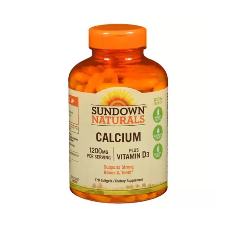 Sundown Naturals, Calcium Plus Vitamin D3, 1,200 mg, 170 Softgels (600 mg per Softgel)