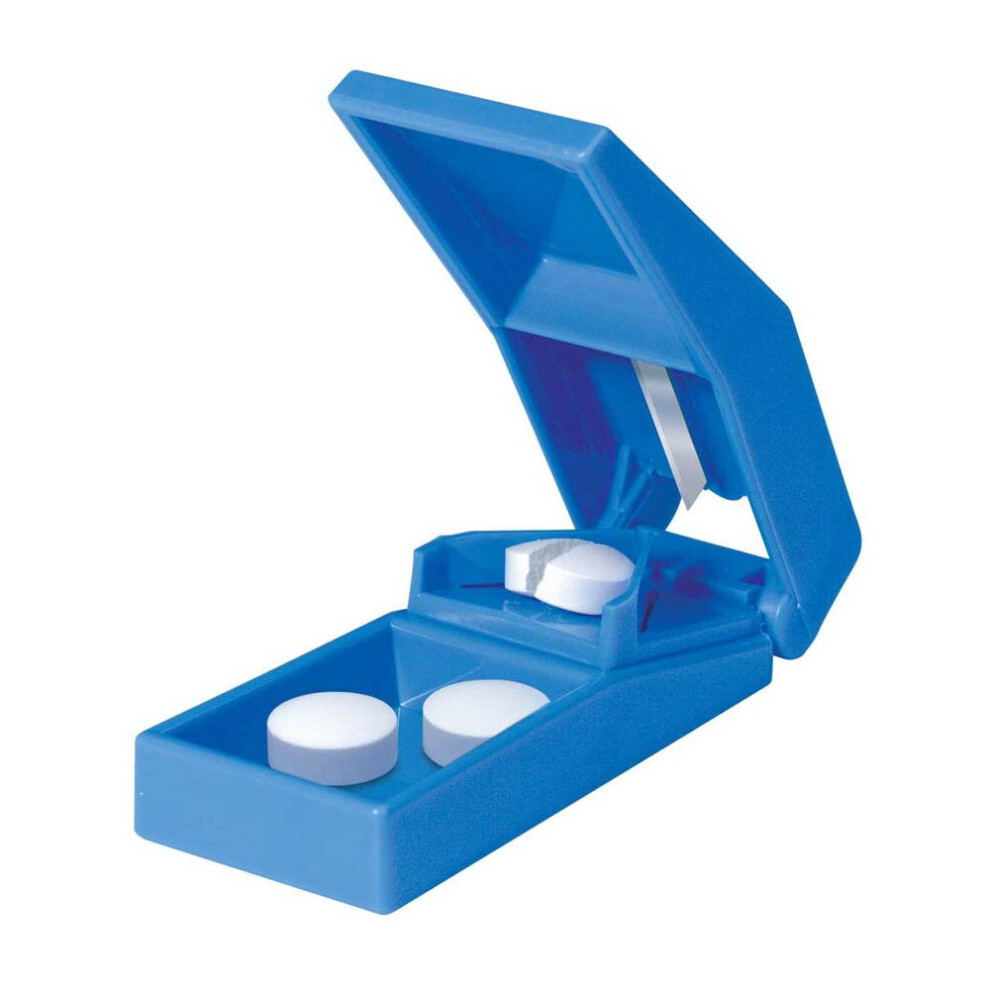 Apex Pill Splitter - Pill Cutter For Small Pills Thru Large Pills - Includes Long Lasting Double Beveled Stainless Steel Blade Splitter - Assorted Col