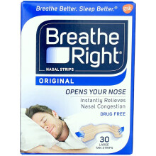 Breathe Right Original Large Tan Nasal Strips, 30 Count (Pack of 3)
