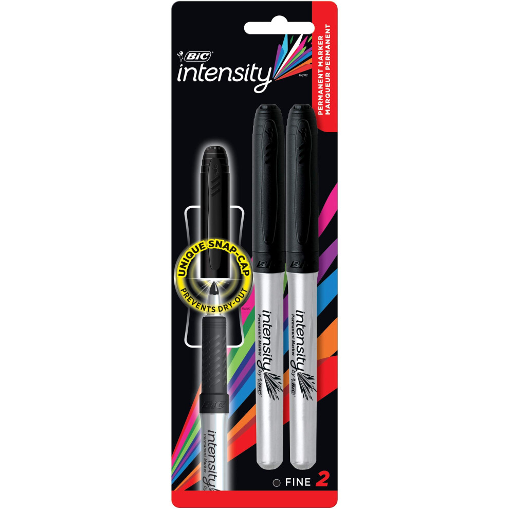 BIC Mark-It Permanent Marker, Fine Point, Black, 2 Markers (GPMP21-Blk)