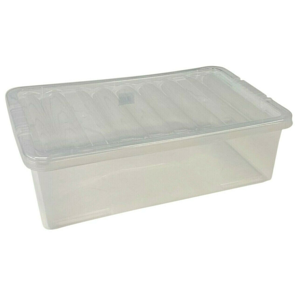 Underbed Plastic Storage Box 32L Clear Box With Lid Strong Quality Container