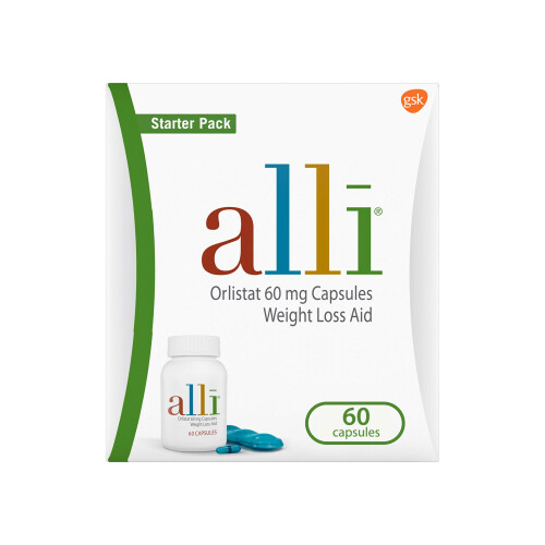 Alli, Orlistat, Abnehmhilfe, Starterpackung, 60 mg, 60 Kapseln