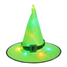 (Green) Youngshion 8-Pack Hanging LED Lighted Witch Hats Glowing Light String Halloween Decoration with Hook and Buckle for Costume Party Cosplay Masquerade