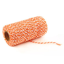 (Orange & White) Youngshion 2mm 100m Cotton String Twine 12 Ply Multi-colour Holiday Decorative striped Thread for DIY Craft Gift Bake Wrapping