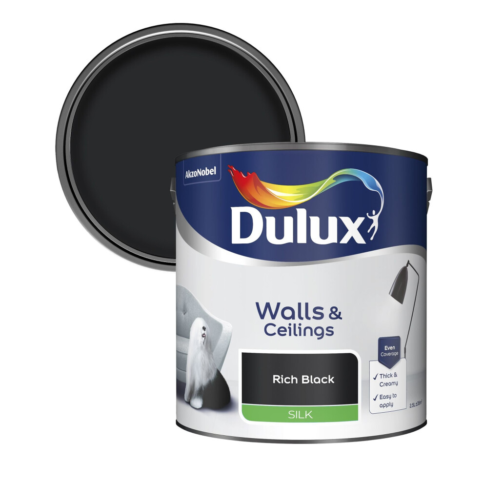 Dulux Rich black Silk Emulsion paint 2.5L