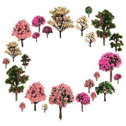 29pcs Mixed Model Trees, 1.5-5 inch(4 -12 cm), OrgMemory Fruit Trees, Ho Scale Trees, Model Train Scenery, Architecture Trees,... 1