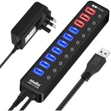 Atolla USB 3.0 Hub Powered, 11-Port USB 3.0 Extension Splitter(7 USB 3.0 Data Ports+4 USB 3.0 Smart Charging Ports)with...