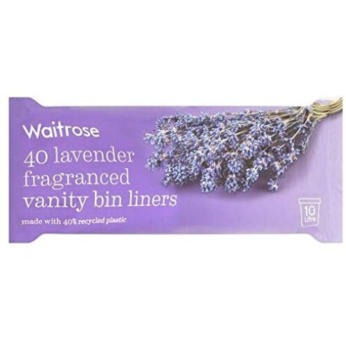 WAITROSE 40 Lavender Fragranced Vanity Waste Bin Liners, 445mm x 460mm