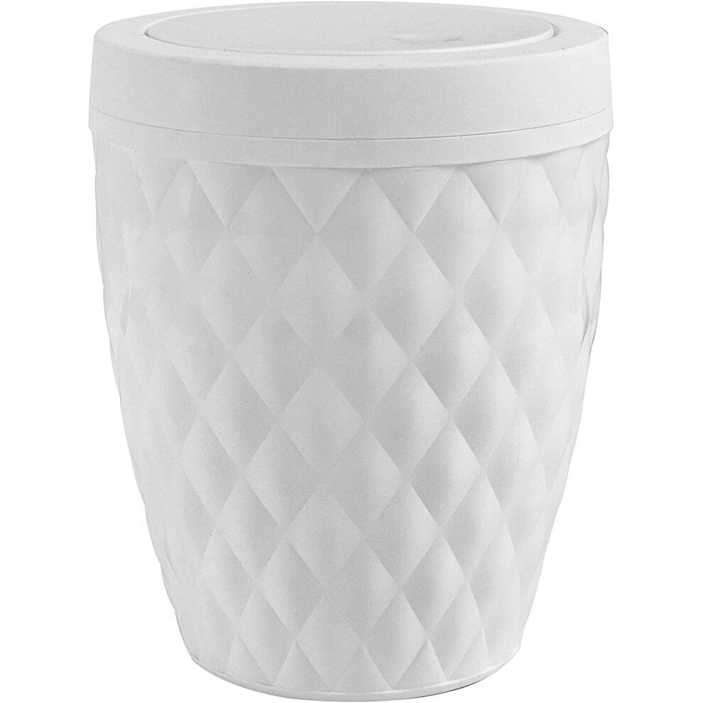 Addis 518030 Diamond Style Round Swing Lid Bathroom Bin, White