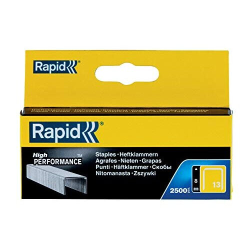 Rapid LIKE-NEW Rapid 11835625 High Performance Staples, No.13, Leg Length 8 mm,Silver, 2500 Pieces