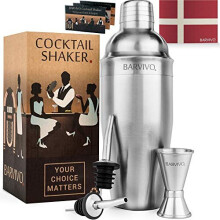LIKE-NEW BARVIVO Professional Cocktail Shaker Set w/a Double Jigger &