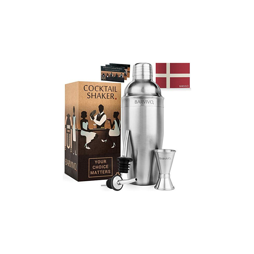 LIKE-NEW BARVIVO Professional Cocktail Shaker Set w/a Double Jigger &