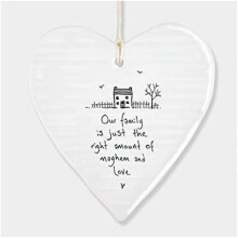 East Of India Hanging Heart Gift Our family is mayhem and love