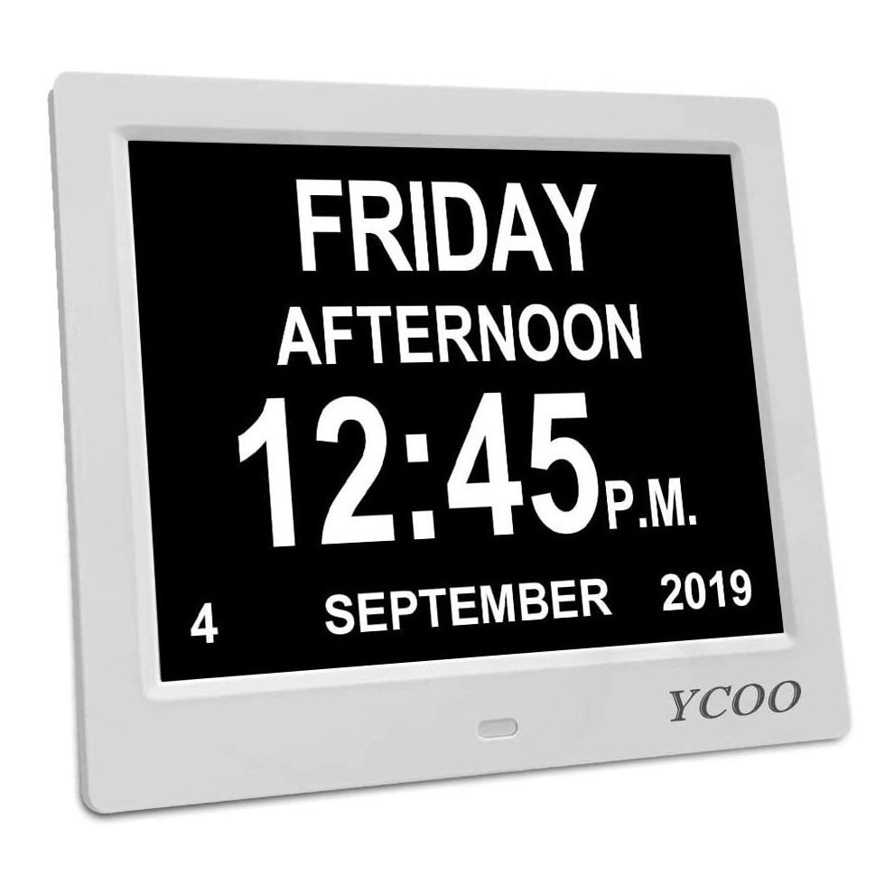 [Newest Version] Dementia Clock,8 Inches Calendar Clock Day Date Clock,Memory Loss Day Clock Extra Large Non-Abbreviated Day &...