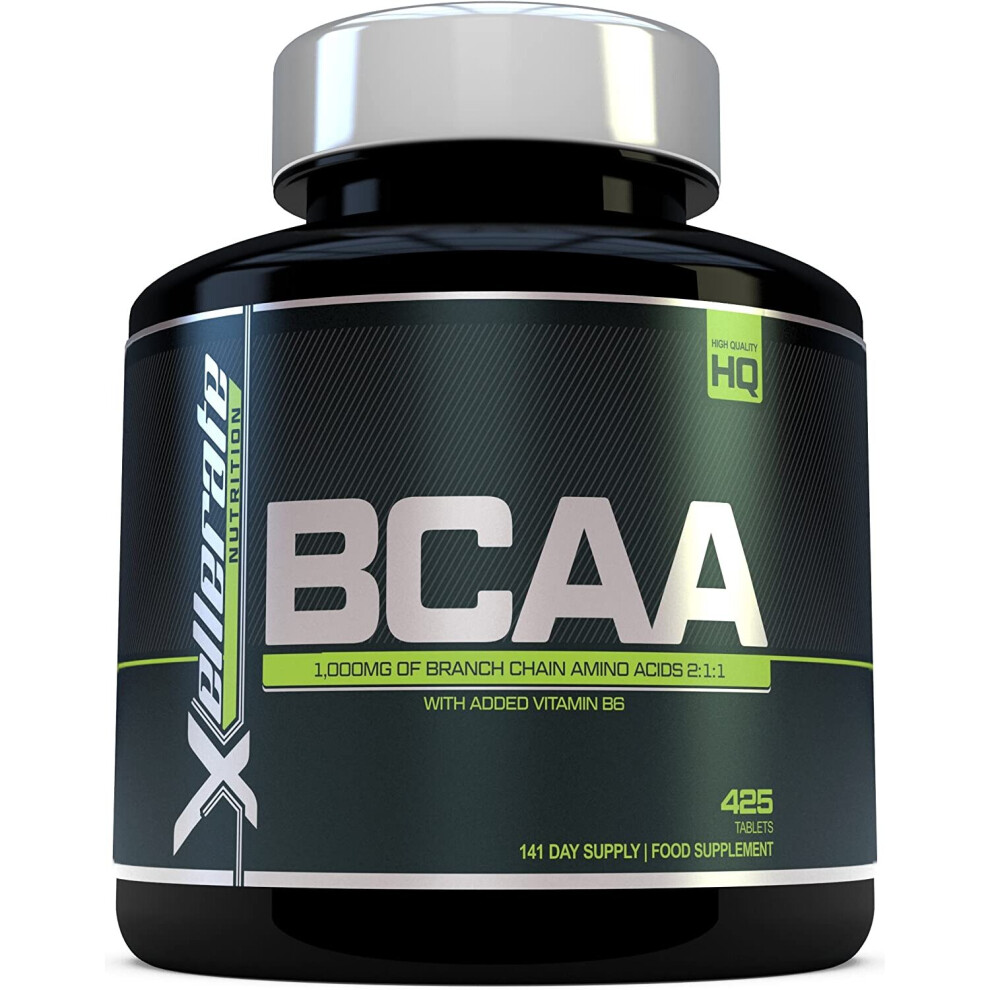 BCAA Tablet 1000mg, 425 Tablets, 3000mg Daily Serving, 141 Day Supply, 2:1:1 BCAAs Branch Chain Amino Acids + B6