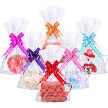 50 Counts 15 x 25 cm Clear Flat Cello Cellophane Treat Bags Cellophane Block Bottom Storage Bags Sweet/Party/Gift/Home Bags...