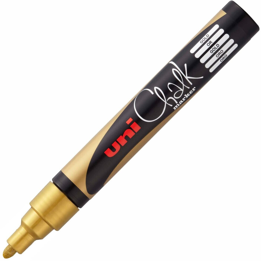 uni-ball PWE-5M Chalk Marker Bullet Tip Gold, 2.5 mm