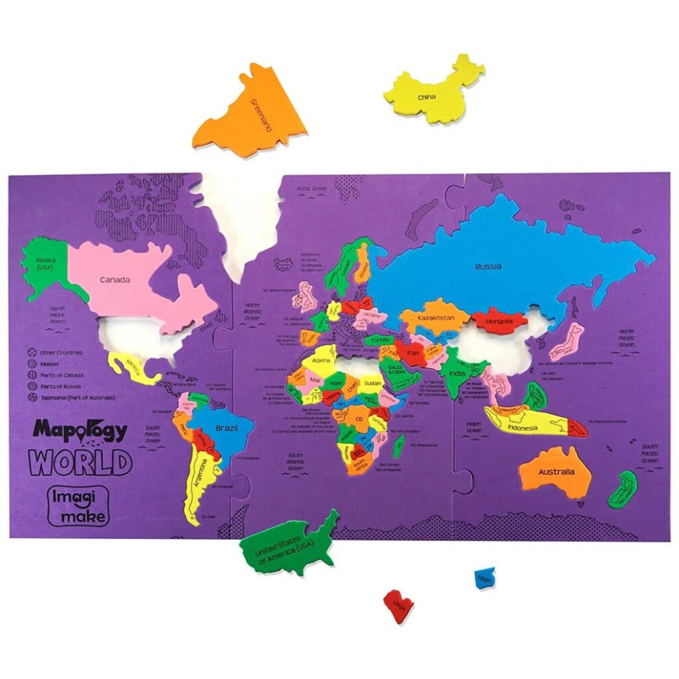 Imagimake Mapology: World - Educational Toy and Learning Aid for Boys and Girls-Map Puzzle-Jigsaw puzzle