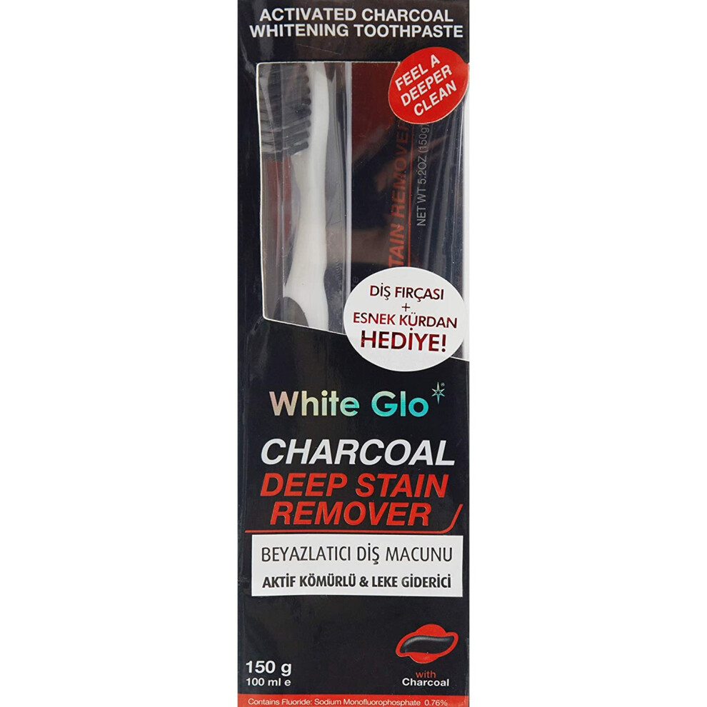 White Glo Charcoal Deep Stain Remover Toothpaste, 100Ml